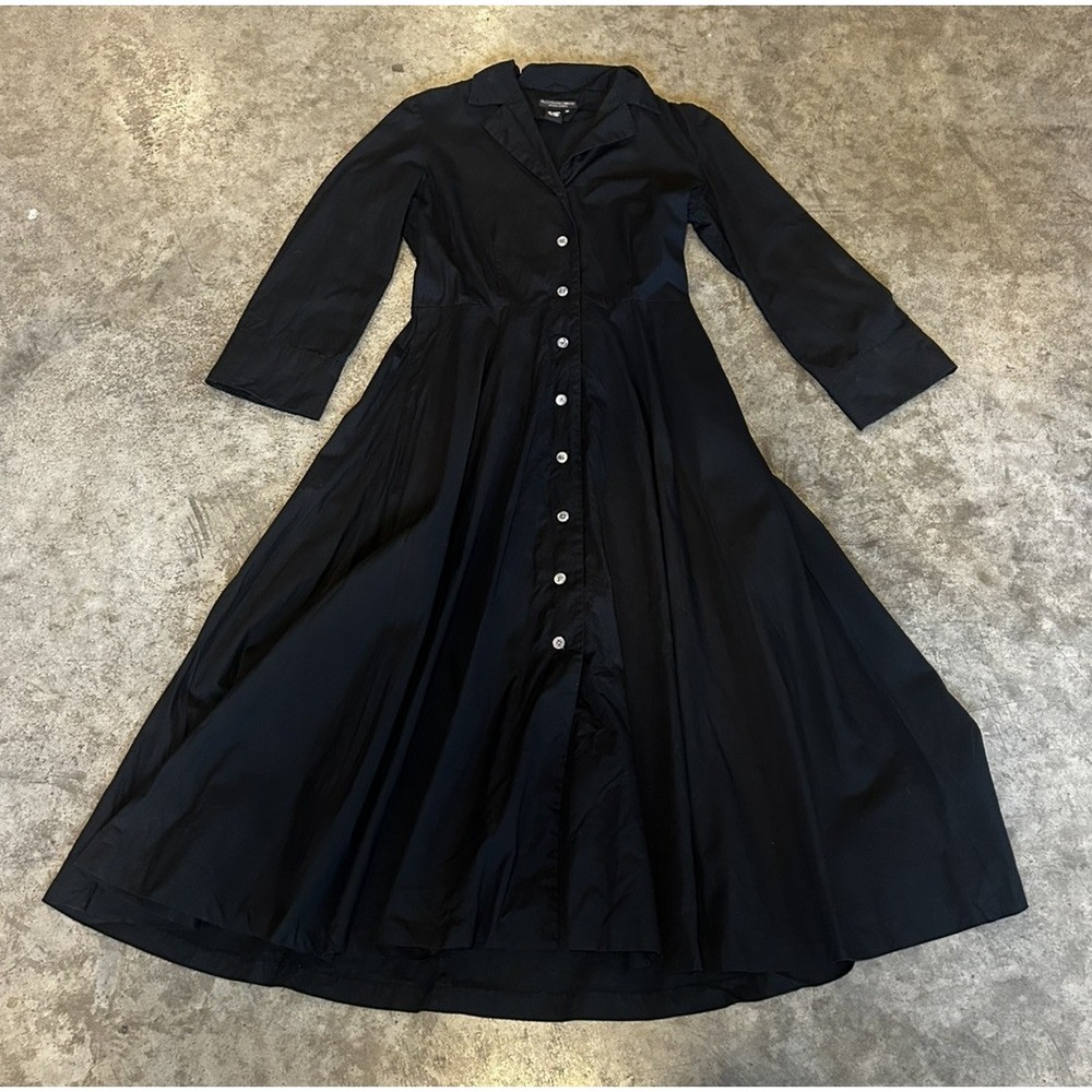 The J. Peterman Company long sleeve black maxi dress Cotton Size 10 - Picture 5 of 8